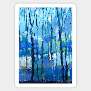 Woodland, cold colors landscape Sticker